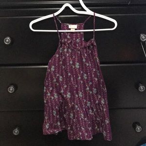 Purple floral frilled halter tank top